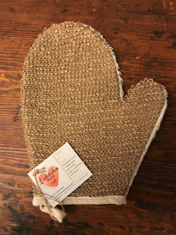 Scrub glove in jute and cotton