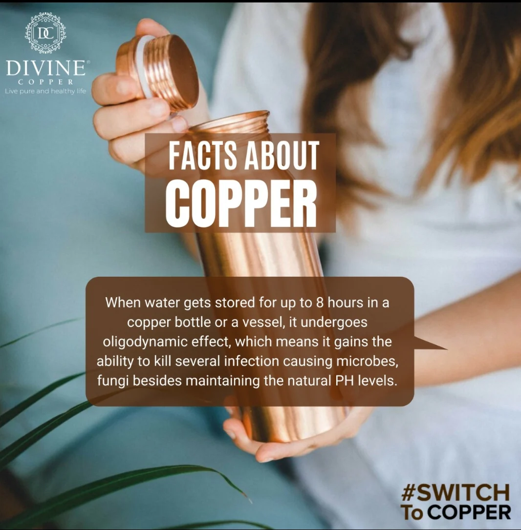 Copper Bottle Cylinder Hammered 500ml, Divine Copper - 4