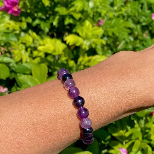 Armband Fluorit Lila 8mm, Kristallpunkten - 2