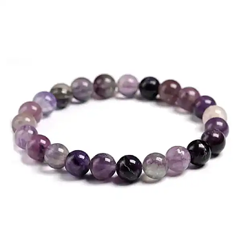 Armband Fluorit Lila 8mm, Kristallpunkten