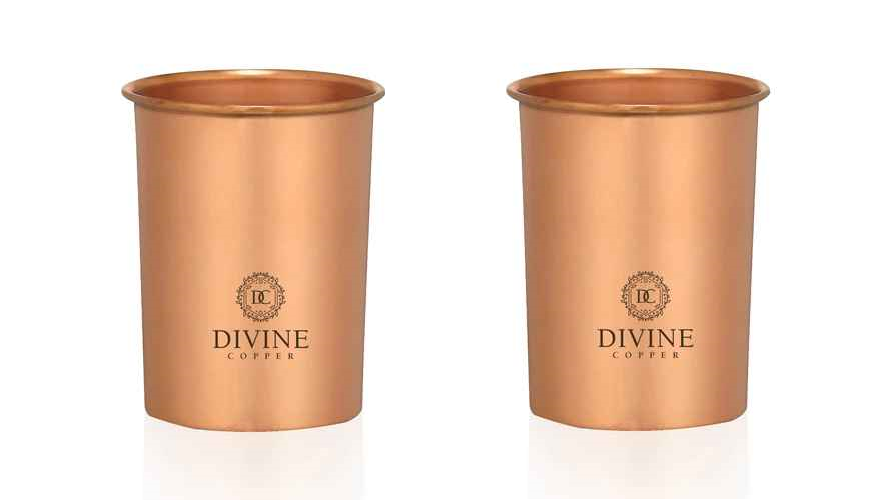 Copper glasses smooth, set of 2, Divine Copper