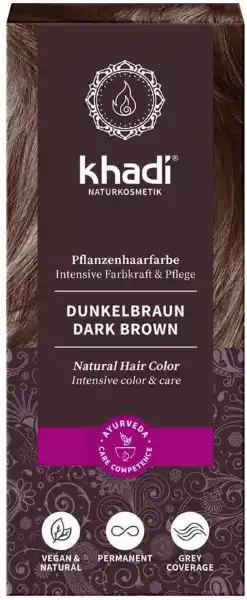 Natural Hair Colour Dark Brown, 100g, Khadi