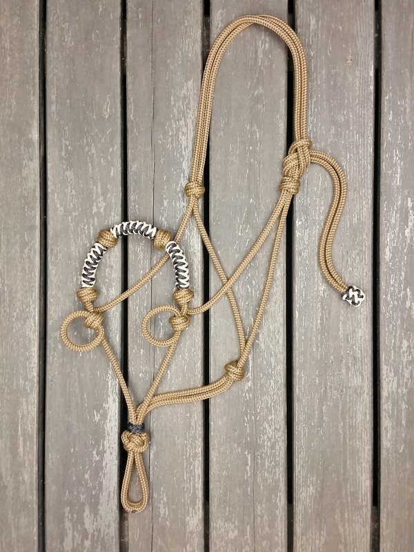 Flätad sidepullrepgrimma med öglor - 2