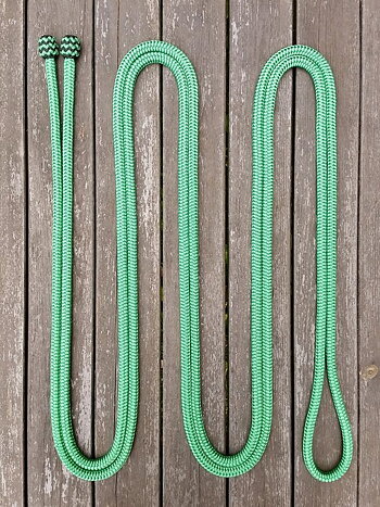 Mecatetygel med ändknopar - 14 mm, 6,70 m, Grön