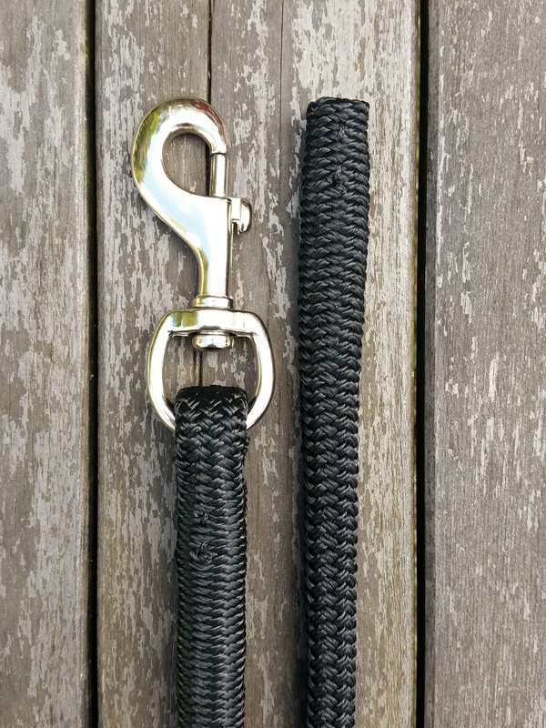Ledrep med pistolhake och ändsplits - 14 mm, 2,5 m, Svart - 2
