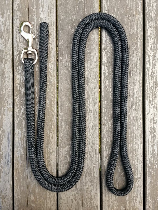 Ledrep med pistolhake och ändsplits - 14 mm, 2,5 m, Svart