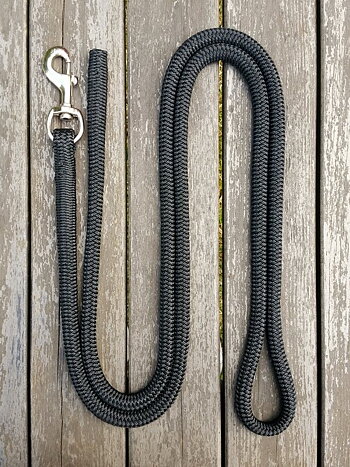 Ledrep med pistolhake och ändsplits - 14 mm, 2,5 m, Svart