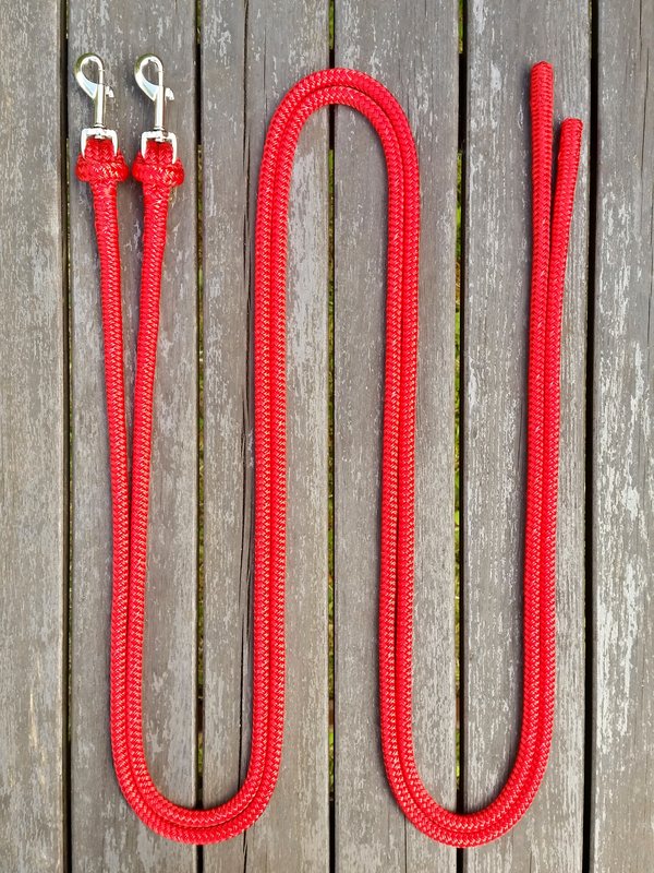 Split reins with removable bolt snaps and back splices - 2 x 2,40 m, Red