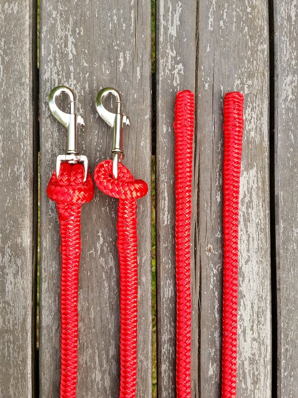 Split reins with removable bolt snaps and back splices - 2 x 2,40 m, Red - 2
