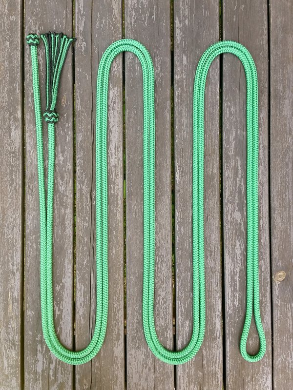 Mecate rein with button knot and tassel - 10 mm, 6,70 m, Green