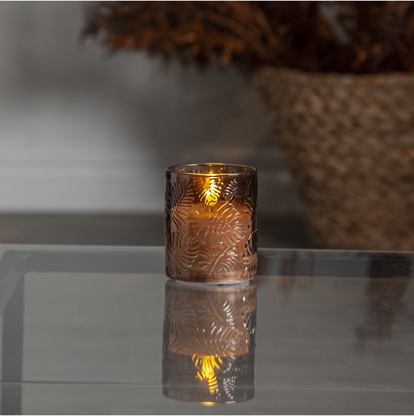 LED ljus i brun lykta 10 cm - 3