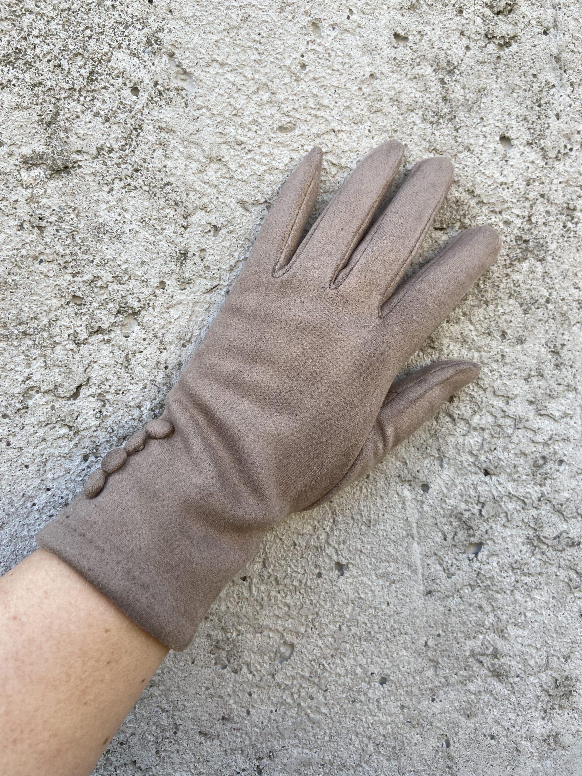 Handskar knappar taupe