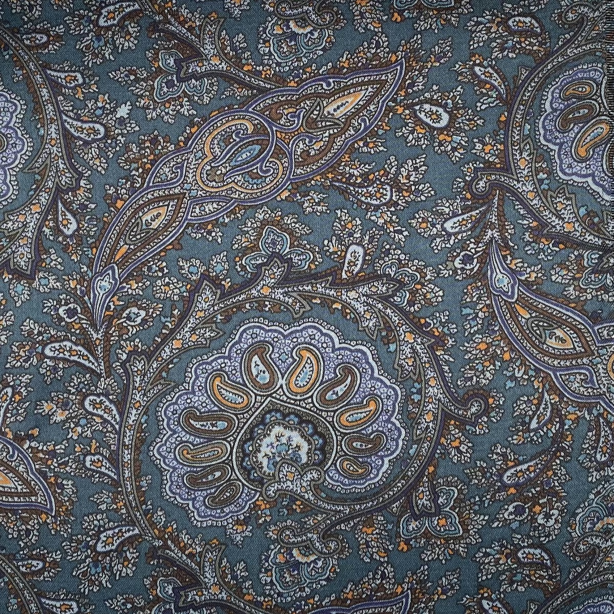 Viscose Satin Paisley Blue