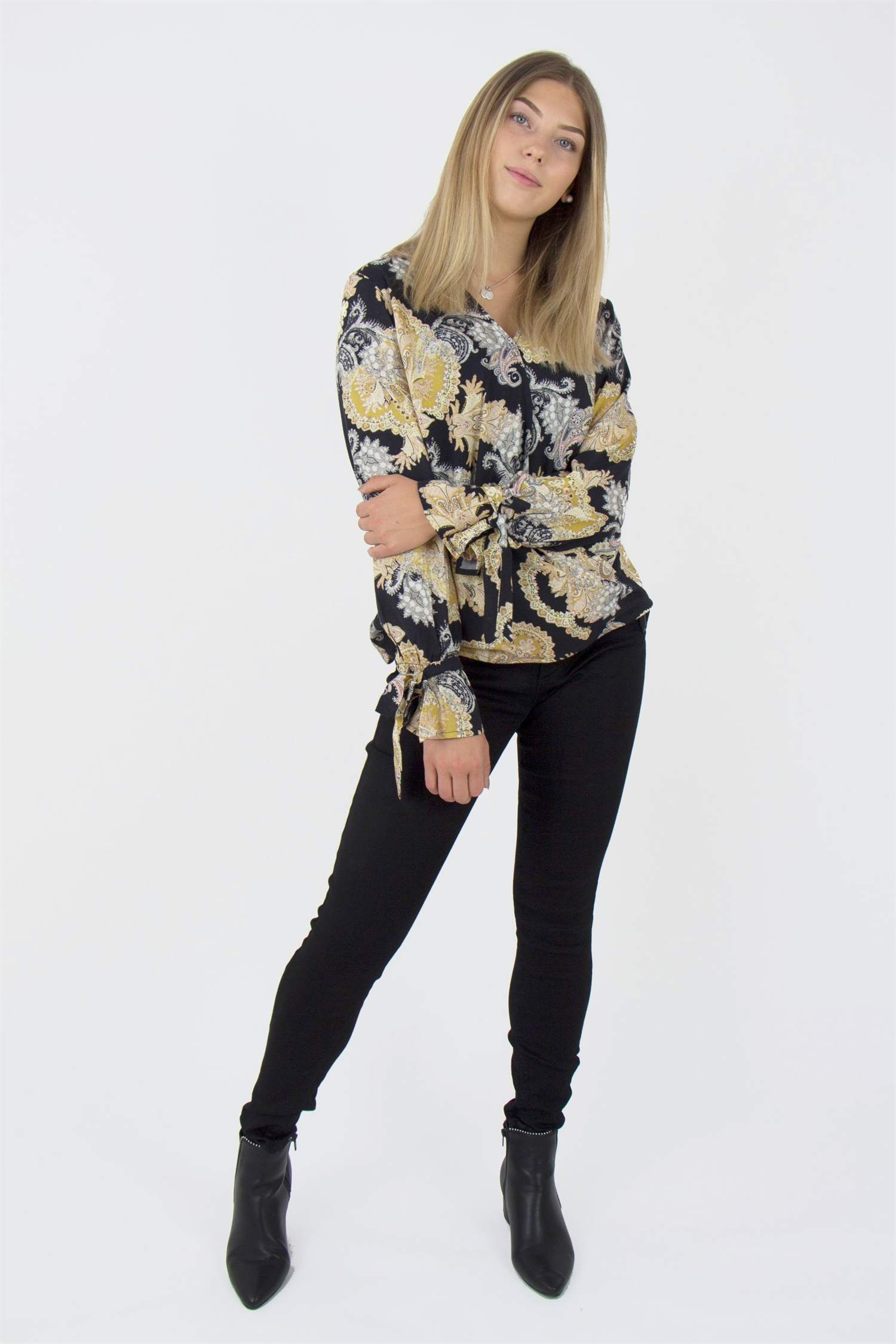 ESME BLOUSE - BLACK/HONEY - 4