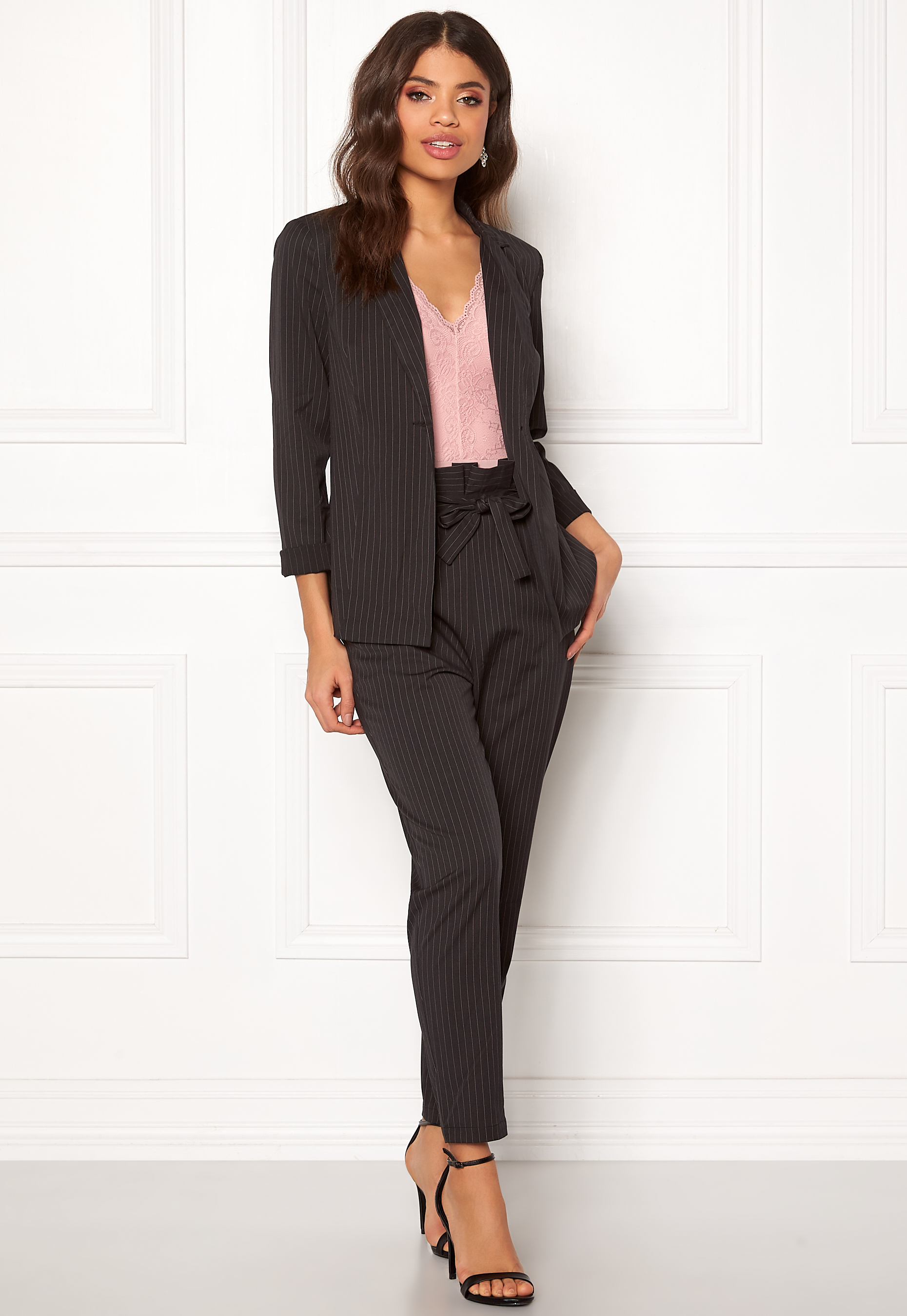 Disa Soft Blazer - Black/ White/ Striped - 3