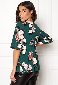 Clara Top Dark green / patterned