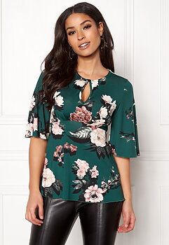 Clara Top Dark green / patterned