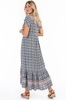 EDEN DRESS KAFTAN - EMERALD/COFFE/CREME