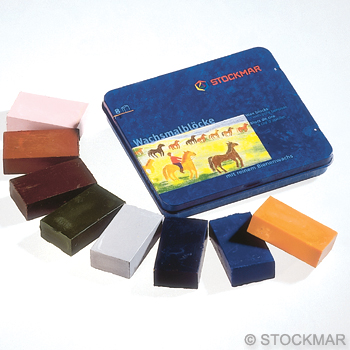 Stockmar blockkritor - 8 blandade färger. Special. Plåtask. Rosa, grå, preussisk blå, olivgrön mfl. 
