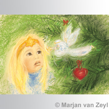 Konstkort M.v. Zeyl Christmas Tree Angel 