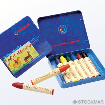 Stockmar bivax stiftkritor - 8 blandade färger (med svart krita)