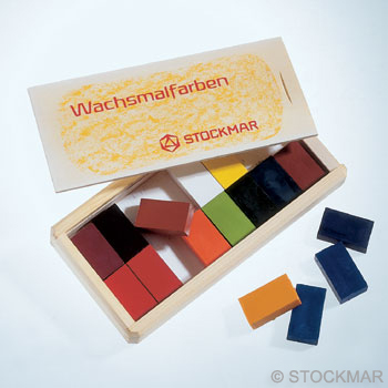 Stockmar blockkritor - 16 blandade färger i en trälåda 