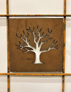 Rostfärgad skylt Mandalablomma