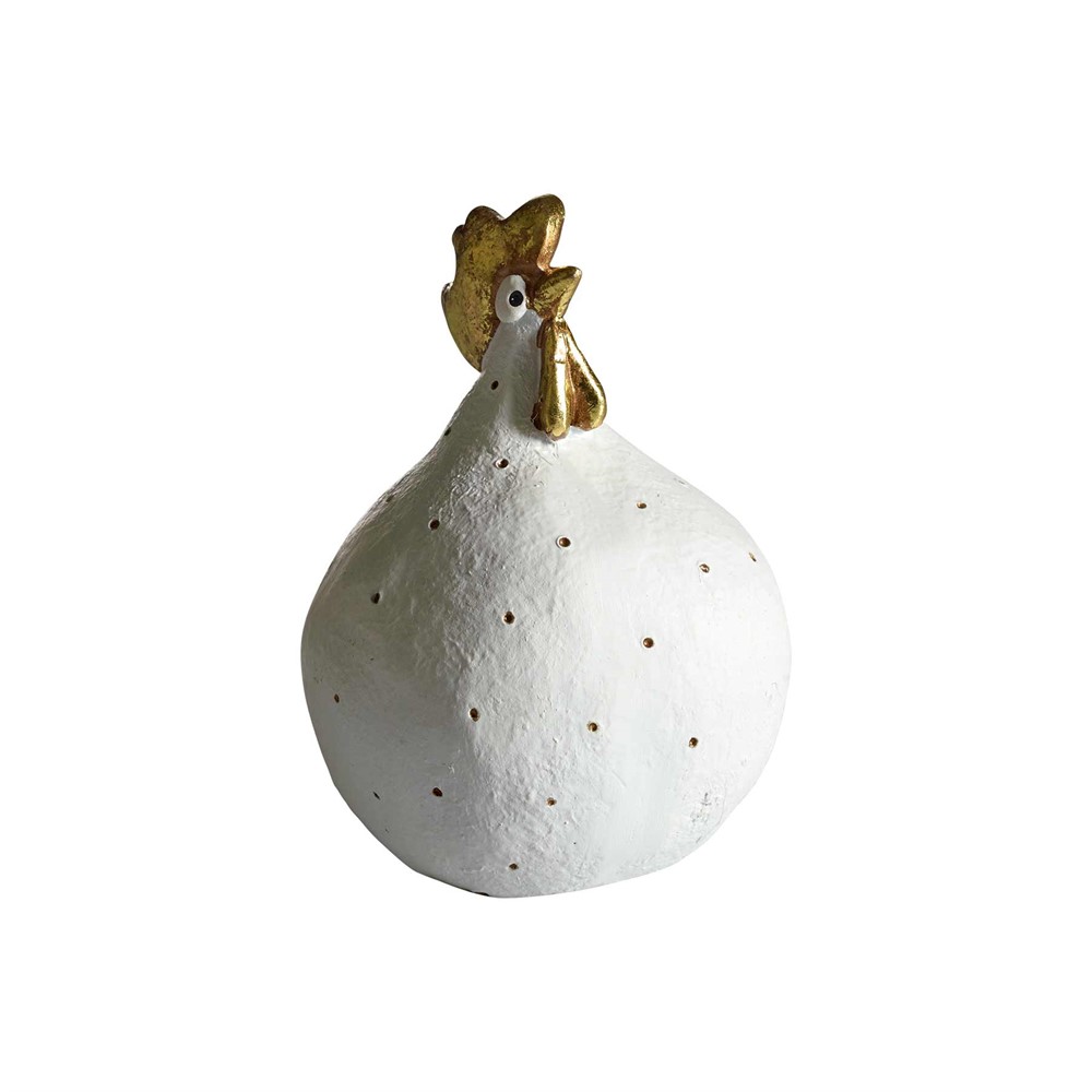 Höna Glamour Vit/Guld - 9,6 cm - Ruth Vetter