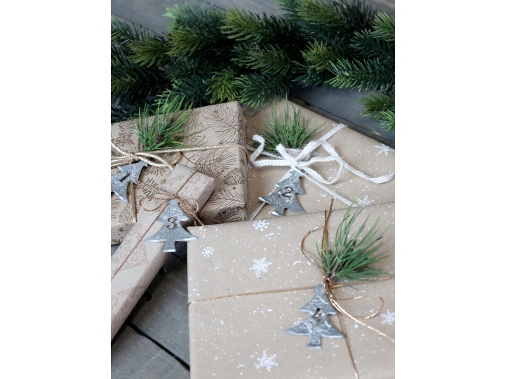 Adventssiffror Julgran - Antik Zink - 3