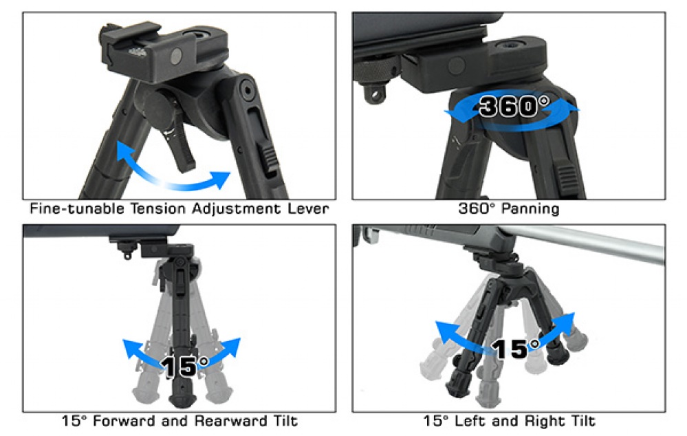 UTG® Recon 360® TL Bipod 170-229mm Picatinny - 2