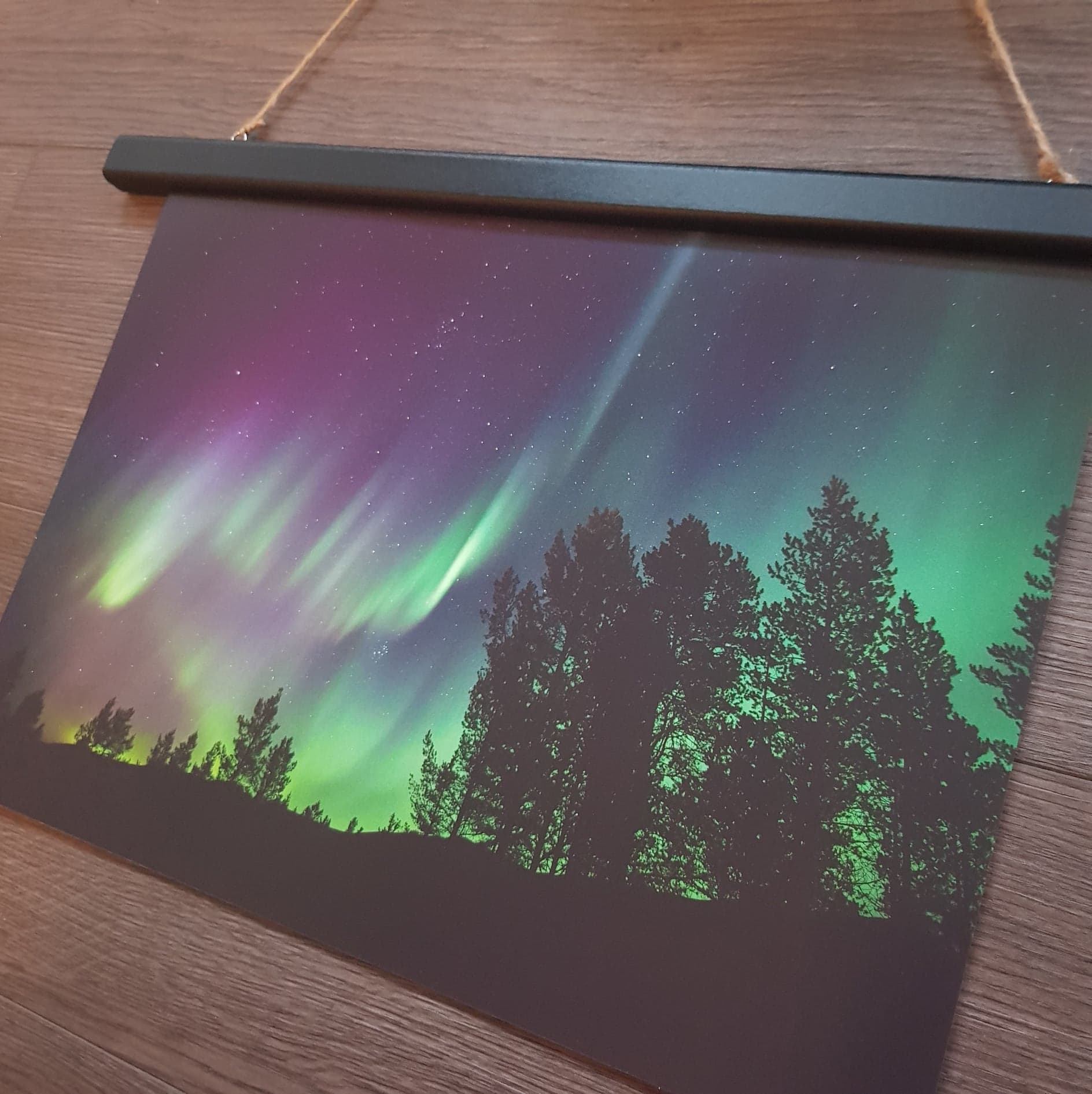 Nordlys - Silhuett av skog