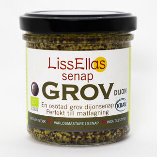 Lissellas Grov senap osötad 150 g glas Vegan, KRAV Pris per st