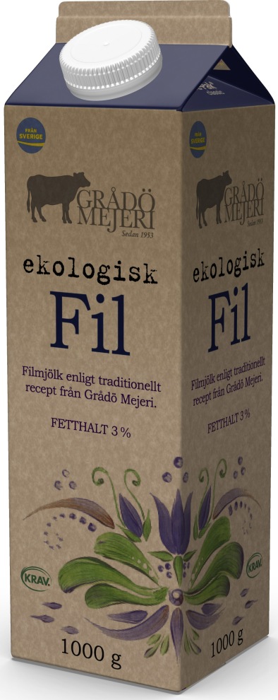 Grådö Mejeri Filmjölk KRAV 3 % 1 liter