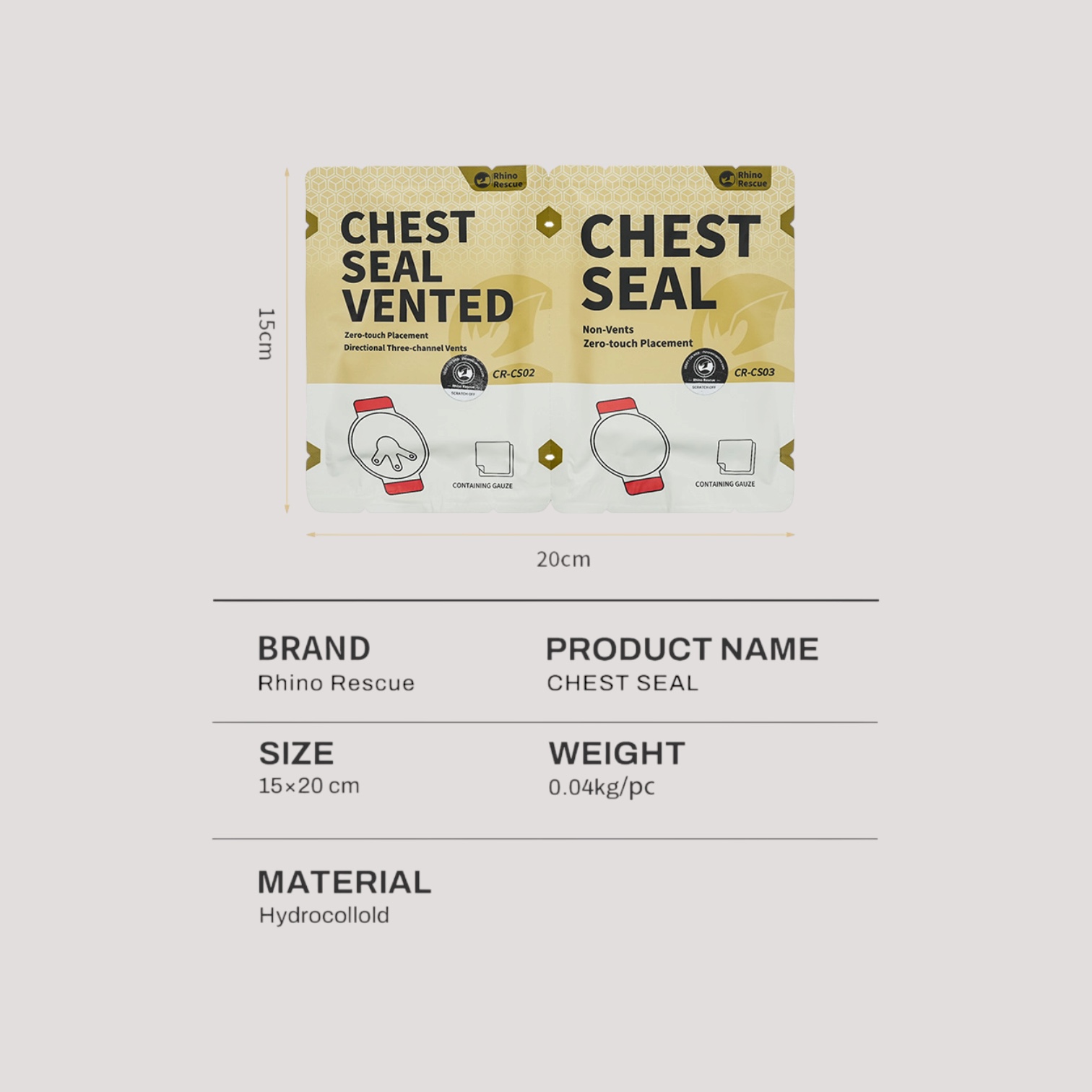 Chest Seal/Thoraxförband Twin Pack, Rhino Rescue