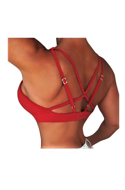 RAW By Adriana Kuhl Athletic Push Up Sports Bra Red