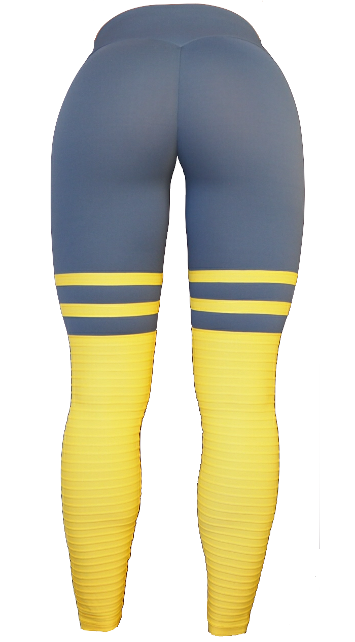 RAW By Adriana Kuhl High Sox Leggings Grey/Yellow - 2