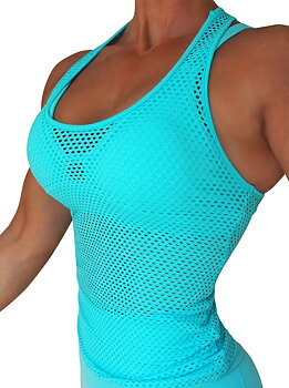 RAW By Adriana Kuhl Net Tanktop Baby Blue