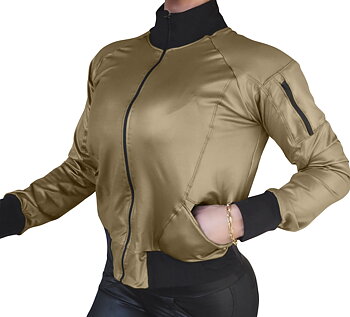 Raw By Adriana Kuhl Bomber Jacket Shiny Army
