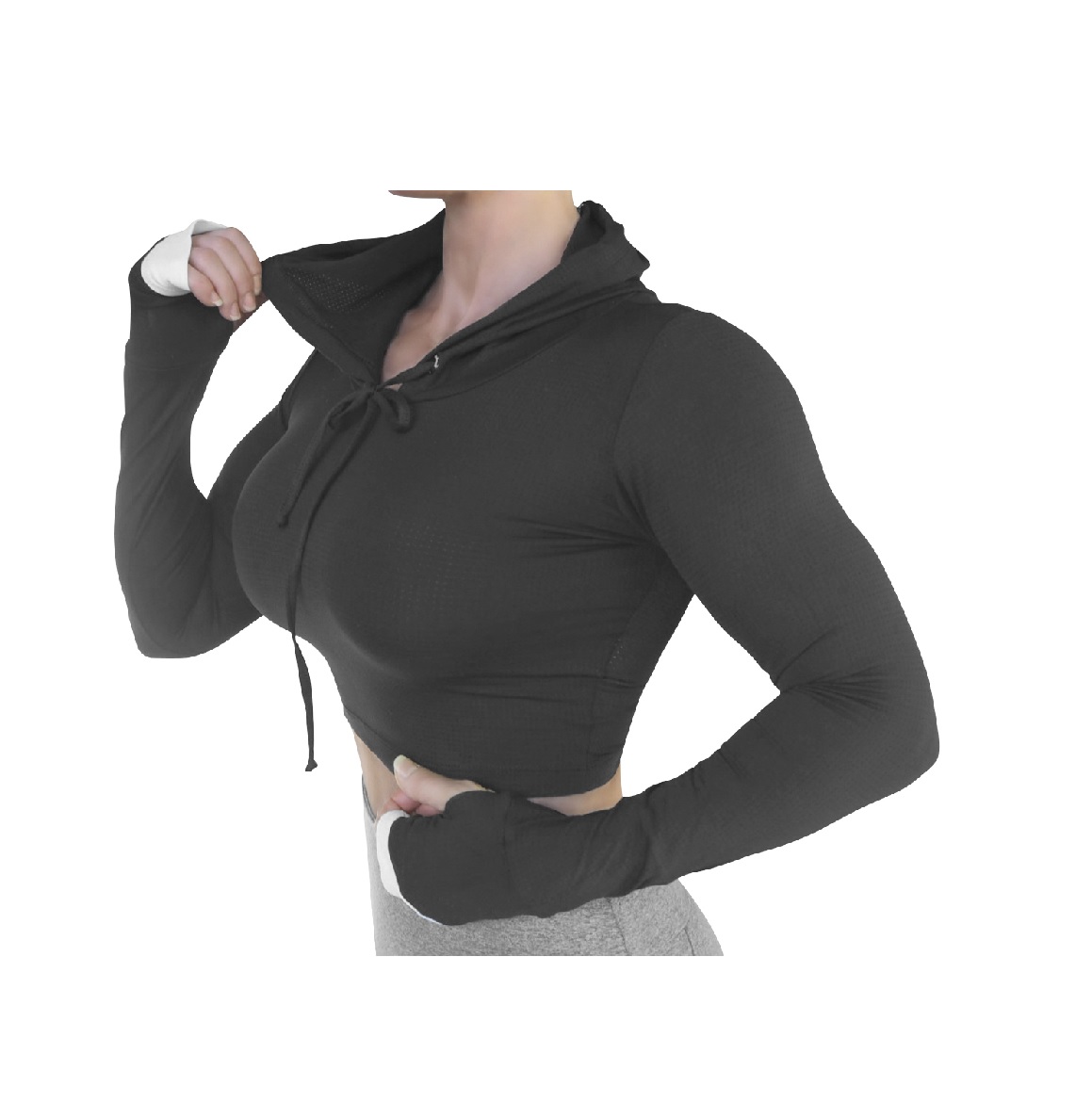 Raw By Adriana Kuhl Crop Hoodie Black