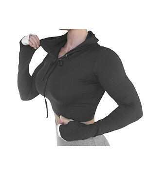 Raw By Adriana Kuhl Crop Hoodie Black
