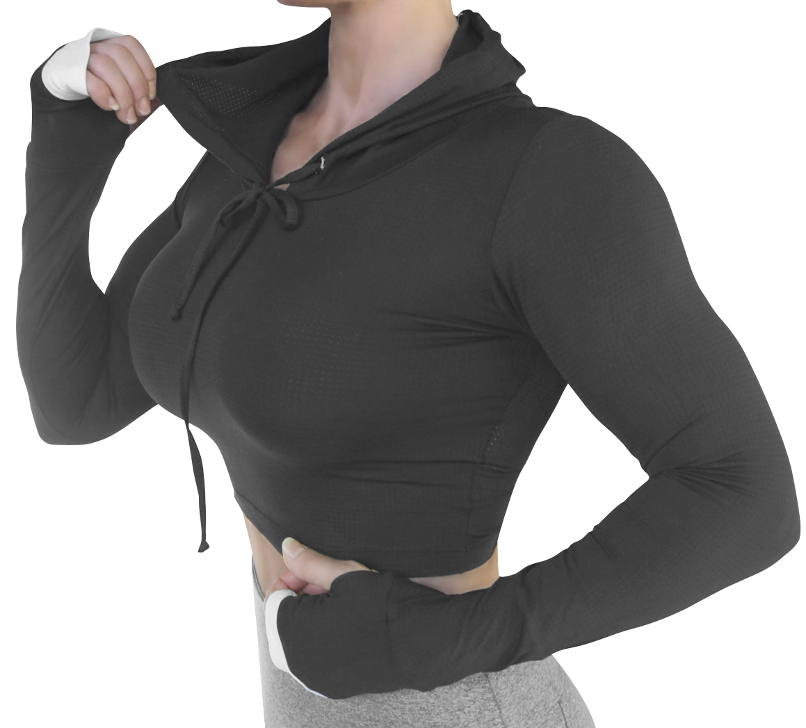 Raw By Adriana Kuhl Crop Hoodie Black - 2