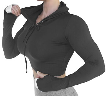 Raw By Adriana Kuhl Crop Hoodie Black