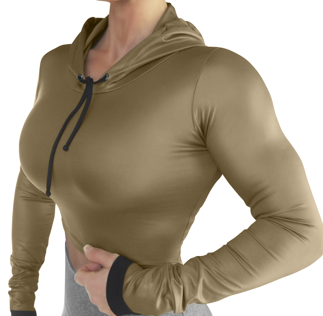 Raw By Adriana Kuhl Crop Hoodie Shiny Army - 2