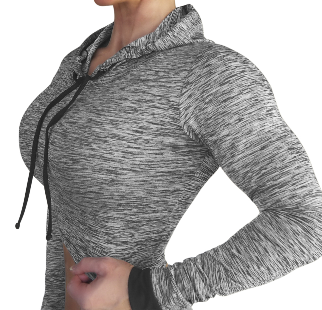 Raw By Adriana Kuhl Crop Hoodie Grey - 2