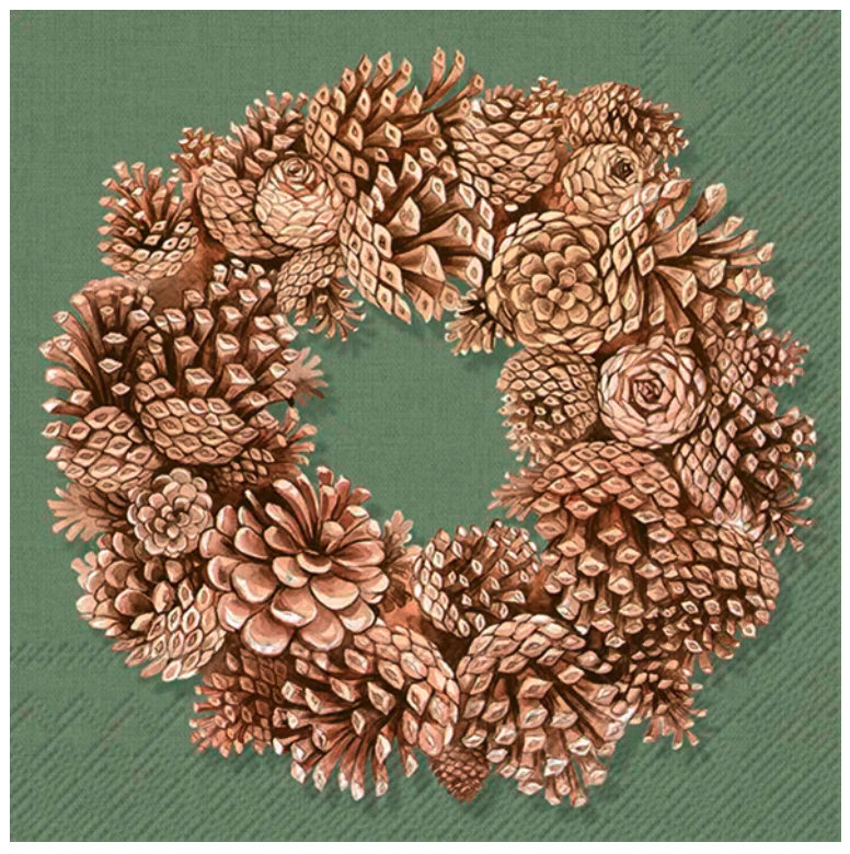 Servetter - CONE WREATH GREEN - Lunch