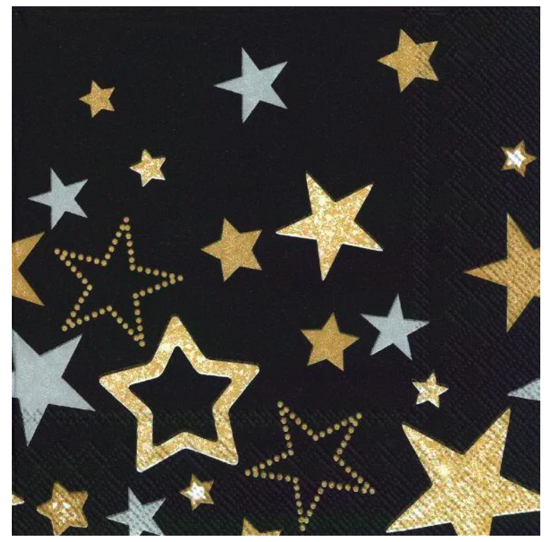 Servetter - SPARKLING STARS BLACK - Lunch