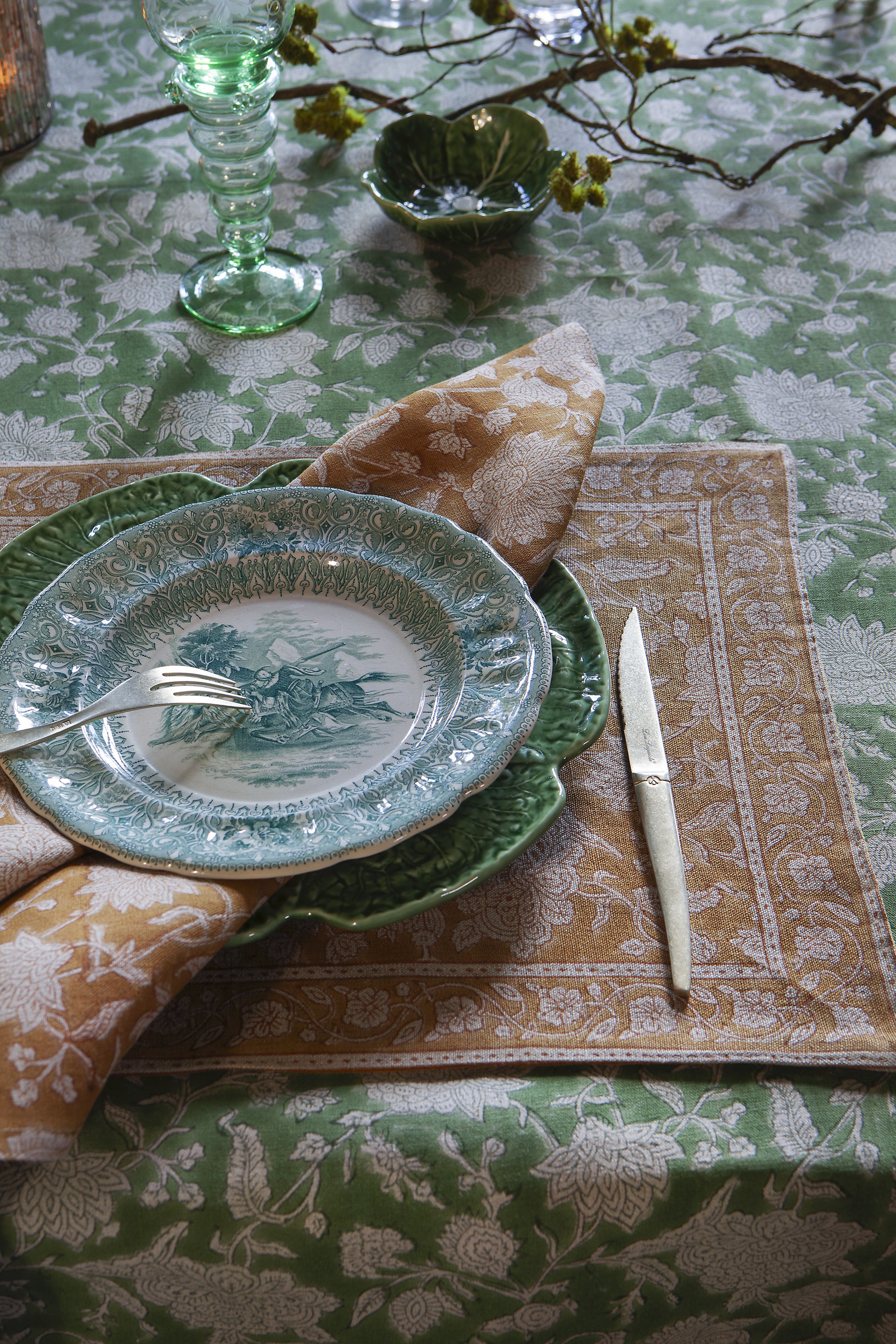 Linneduk - INDIAN ROSE Green - Chamois  - 5