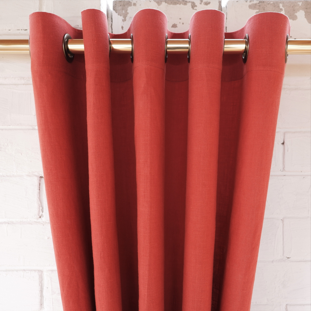 Linen curtains Red grommet header NorraVilla