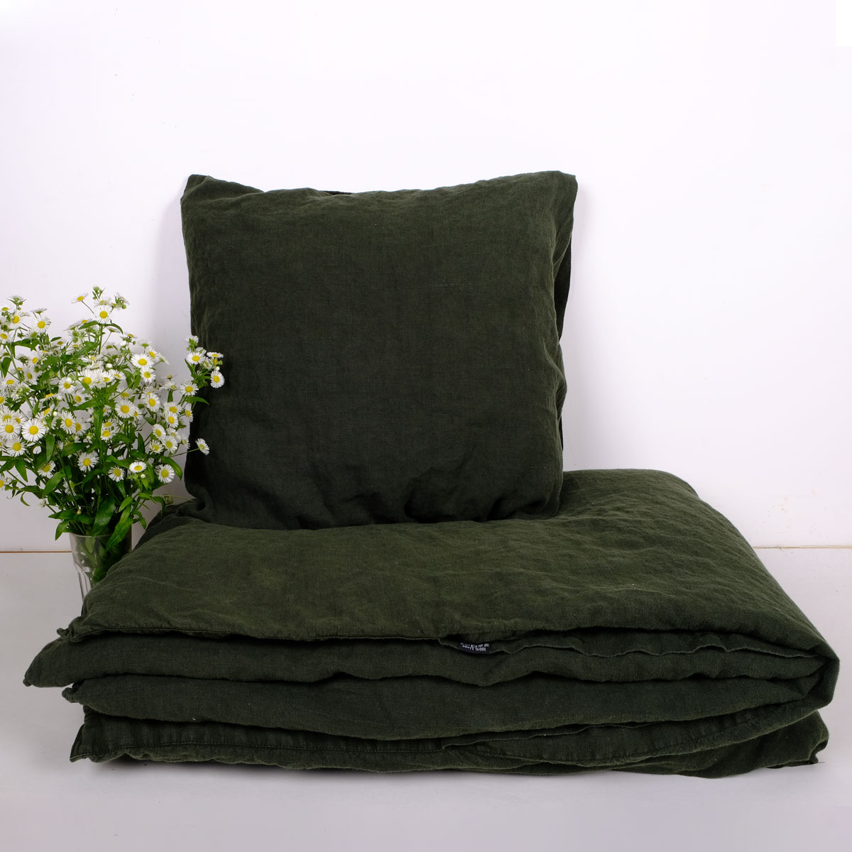 forest green linen duvet cover