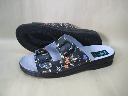 Sandal slip in tofflor Adanex toffel svart/blom